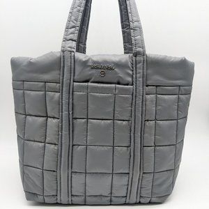 MICHAEL KORS Stirling quilted recycled nylon puffy LARGE travel tote -GRAY